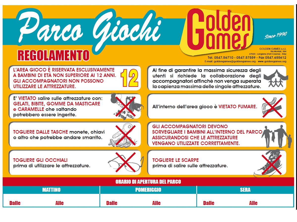 Cartello regolamento parco giochi