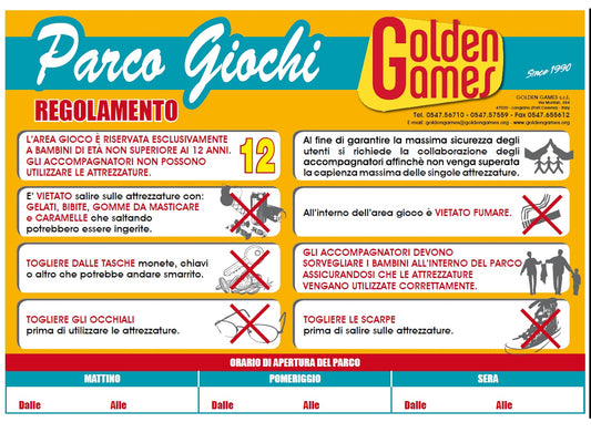 Cartello regolamento parco giochi